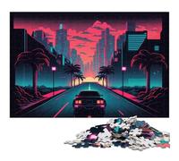 Neon Retro Landscape 1000Pc Adults Jigsaw Puzzle Difficult Puzzles for Adults Challenging Brain Teaser for Teenagers, Family Game Night Fun 50x75CM/19.68x29.52inch