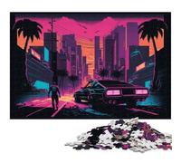 Neon Retro Landscape 1000Pc Adults Jigsaw Puzzle Puzzles for Adults Challenging DIY Brain Teaser, Perfect Family Game Or Decorative Gift 50x75CM/19.68x29.52inch