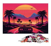 Neon Retro Landscape Jigsaw Puzzles for Adults 1000 Piece Puzzles for Adults Perfect Home Or Office Decor, Ideal 26X38CM/10.23x14.96inch