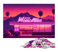 Neon Retro Landscape Puzzles 1000 Pieces for Adults Difficult Puzzles for Adults Challenging Brain Teaser - Relaxing Toy for Teenagers 26X38CM/10.23x14.96inch
