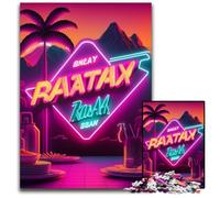 Neon Retro Landscape Puzzles for 1000 Piece Jigsaw Puzzles Brain Challenge Gift, Educational Activity for Teenagers 26X38CM/10.23x14.96inch
