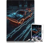 Neon Retro Muscle Car 1000-piece Jigsaw Puzzles Mindful Learning Fun Game Unique Gift for Joyful Celebrations Size 50x75cm