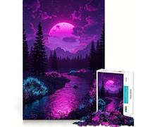 Neon River Landscape 1000 Pieces Jigsaw Puzzles for Teenagers Thought Toy Home Activity Precise Edge Santa Wish List (38x52cm)