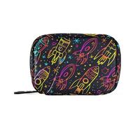 Neon Rockets Doodle Daily Tablet Pill Organiser Weekly Pill Box 7 Day Travel Small for Medicine Vitamin Supplement