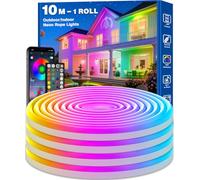 Neon Rope Lights IP68 Waterproof, 10m LED Strip Light for Outdoor Indoor, Flexible RGB LED Strip Lights Controlled by APP & Remote, Music Sync Gaming Strip for Game Room or Around Pool