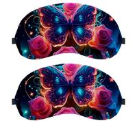 Neon Rose Glowing Stars Butterfly (3) Ultra-Soft Sleep Eye Mask, 3D Contoured Light Blocking Mask for Travel Home Office, Comfortable Blindfold for Men Women