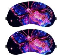 Neon Rose Glowing Stars Butterfly (4) Ultra-Soft Sleep Eye Mask, 3D Contoured Light Blocking Mask for Travel Home Office, Comfortable Blindfold for Men Women