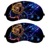 Neon Rose Glowing Stars Butterfly (6) Ultra-Soft Sleep Eye Mask, 3D Contoured Light Blocking Mask for Travel Home Office, Comfortable Blindfold for Men Women