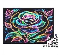 Neon Rose Puzzle 1000Pc Recycled Paper for Adults Puzzle for Adults Hard Difficult Challenging Game Fun Present & Activity for Home Great Gift Idea 52x38cm/1000pcs