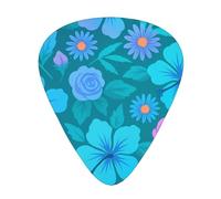 Neon Rose Tropical Floral 12 Pack Guitar Picks With 3 Thicknesses And Storage Box, Abs Plectrums For Electric Bass Guitar Players