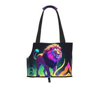 Neon Safari Lion Printed Portable Foldable pet Shoulder Bag, Suitable for Carrying Small Pets
