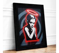 Neon Saint Modern Framed Wall Art Print A1 (84.1×59.4cm) Black, Wall Decor for Living Room, Bedroom, Office & Home, Ready to Hang, Art Gift