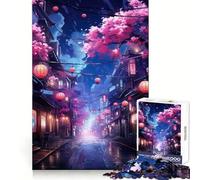 Neon Sakura Blossom Street for Adults 1000 Piece Jigsaw Puzzle Think Smart Toy Leisure Time Accurate Cut Art Collectible (38x26cm)