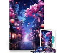 Neon Sakura Blossom Street Jigsaw Puzzle for Adults 1000 Pieces Mind Play Relaxing Fun Clean Edge Art Collection Piece (50x75cm)