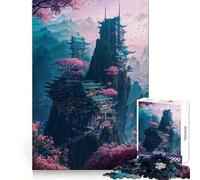 Neon Sakura Cityscape Jigsaw Puzzles 1000 Pieces for Teenagers Brain Workout Toy Family Time Art Assembly Creative Gift (38x52cm)