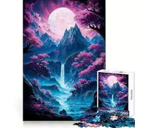 Neon Sakura Mountain Falls 1000 Pieces Jigsaw Puzzles for Teenagers Thought Toy Home Activity Precise Edge Santa Wish List (38x52cm)