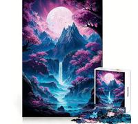 Neon Sakura Mountain Falls Adult Jigsaw Puzzles 1000 Pieces Sharp Logic Toy Stress Release Tight Cut Art Collectible (38x26cm)