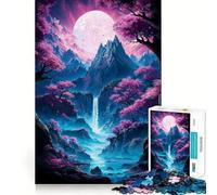 Neon Sakura Mountain Falls Adult Jigsaw Puzzles 1000 Pieces Sharp Logic Toy Stress Release Tight Cut Art Collectible (38x26cm)