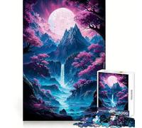 Neon Sakura Mountain Falls Jigsaw Puzzles 1000 Pieces for Adults Strong Logic Toy Stress Free Clear Edge Thoughtful Gift (50x75cm)