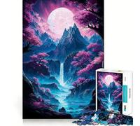 Neon Sakura Mountain Falls Jigsaw Puzzles 1000 Pieces for Adults Strong Logic Toy Stress Free Clear Edge Thoughtful Gift (50x75cm)