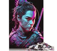 Neon Samurai Female V1 Jigsaw Puzzles Puzzles for Adults Kids. 1000 Piece Whimsical Challenge Toy Educational Games Home Decoration for Adults& Kids Age 14 Years Up 1000pcs (38x26cm)