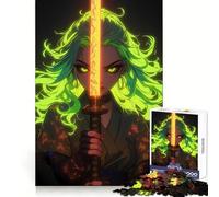 Neon Samurai Girl Puzzles for Teenagers 1000 Pieces Brain Workout Toy Cozy Relax Image Assembly Warm Surprise (38x26cm)