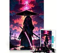 Neon Samurai in A Graveyard 1000 Piece Jigsaw Puzzles for Adults Jigsaw Recall Upgrade Quiet Calm Clear Cut Premium Gift (50x75cm)