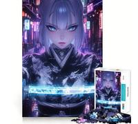 Neon Samurai in The Street 1000 Piece Jigsaw Puzzles for Adults Teenagers Brain Skill Group Joy Exact Edge Stylish Gift (38x52cm)