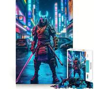Neon Samurai in Tokyo Teenagers Puzzles 1000 Piece Jigsaws Think Smart Toy Home Pastime Accurate Cut Festival Gift (38x52cm)