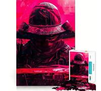 Neon Samurai Jigsaw Puzzles 1000 Piece for Adults Improve Memory Peaceful Time Fine Edge Santa Wish Gift (38x26cm)
