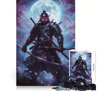 Neon Samurai Under Moon Teenagers Puzzles 1000 Piece Jigsaws Smart Reason Toy Indoor Play Smooth Edge Art Collection Piece (38x26cm)