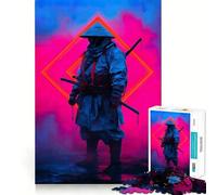 Neon Samurai Warrior 1000 Piece Jigsaws for Adults Mind Exercise Toy Quiet Fun Design Assembly Thoughtful Gift (38x26cm)