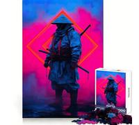 Neon Samurai Warrior 1000 Piece Jigsaws for Adults Mind Exercise Toy Quiet Fun Design Assembly Thoughtful Gift (38x26cm)