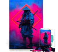 Neon Samurai Warrior 1000 Pieces Jigsaw Puzzles for Teenagers Thought Toy Home Activity Precise Edge Santa Wish List (50x75cm)