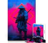 Neon Samurai Warrior 1000 Pieces Jigsaw Puzzles for Teenagers Thought Toy Home Activity Precise Edge Santa Wish List (50x75cm)