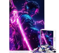 Neon Samurai Warrior for Adults 1000 Piece Puzzle Train Logical Thinking And Problem-solving Relaxing Stress Free Enjoyment (50x75cm)