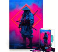 Neon Samurai Warrior Jigsaw Puzzle for Teenagers 1000 Pieces Solid Logic Toy Relaxing Fun Precision Cut Heartfelt Gift (38x52cm)
