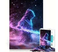 Neon Samurai Warrior Jigsaw Puzzles 1000 Piece for Adults Improve Memory Peaceful Time Fine Edge Santa Wish Gift (38x52cm)