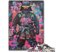 Neon Samurai Warrior War 1000 Piece Jigsaw Puzzles for Teenagers Gifts,Challenging Game Gifts for Is Ideal As A Gift for The Whole Family (38X52cm)