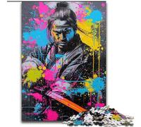 Neon Samurai Warrior War Jigsaw Puzzles for Adults 1000, Family Entertainment Toys Is Ideal As A Gift for The Whole Family (26x38cm)