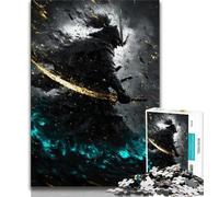 Neon Samurai Warrior War Jigsaw Puzzles for Teenagers 1000 Piece Puzzle,Learning Educational Toy for Is Ideal As A Gift for The Whole Family (75x50cm)