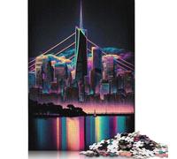 Neon San Francisco Jigsaw Puzzles Puzzles for Adults Kids. 1000 Piece Whimsical Challenge Toy Educational Games Home Decoration for Adults& Kids Age 14 Years Up 1000pcs (75x50cm)