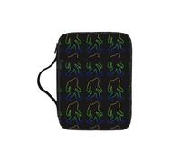 Neon Sasquatch Pattern Bible Cover Case with Handle, Water-Resistant Oxford Fabric Bible Bag Organizer with Zipper Pockets for Church