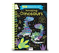 Bookoli - Amazing Dinosaurs Neon Scratch Art Book - Scratch Art Colouring Book - Dinosaur Activity Book for 4 to 9 Year Olds - Perfect Gift for Kids - Dinosaur Etch Art Book - Kids Arts and Crafts