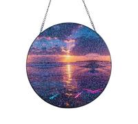 Neon Sea Sunset Print Custom Glass Sun Catcher Window Hanging Ornament