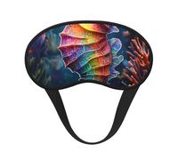 Neon Seahorse Blackout Sleep Mask - Soft Adjustable Eye Mask for Full Light Blocking, Deep Sleep, Travel & Relaxation