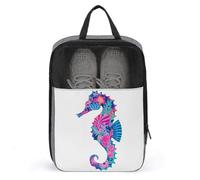 Neon Seahorse Tropical Floral Shoe Bag for Travel Daily Use Anti-dust Storage Carrier Golf Shoe Pouch