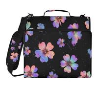 Neon Seasons Flower Elegant 1.5 Inch 3 Ringing Sturdy Zipper Binder with Strap Waterproof Zippered Portfolio for Middle Student Organizador de la carpeta