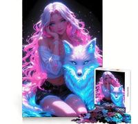 Neon Seyx Girl Fox Glow 1000 Piece Jigsaw Puzzle for Adults Brain Tease Toy Together Fun Perfect Cut (50x75cm)