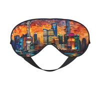 Neon Shanghai Cityscape Night Sleep Mask, Eye Masks for Sleep Double-Sided, Sleep Masks for Women Men, Blackout Eye Covers for Sleeping, Travel